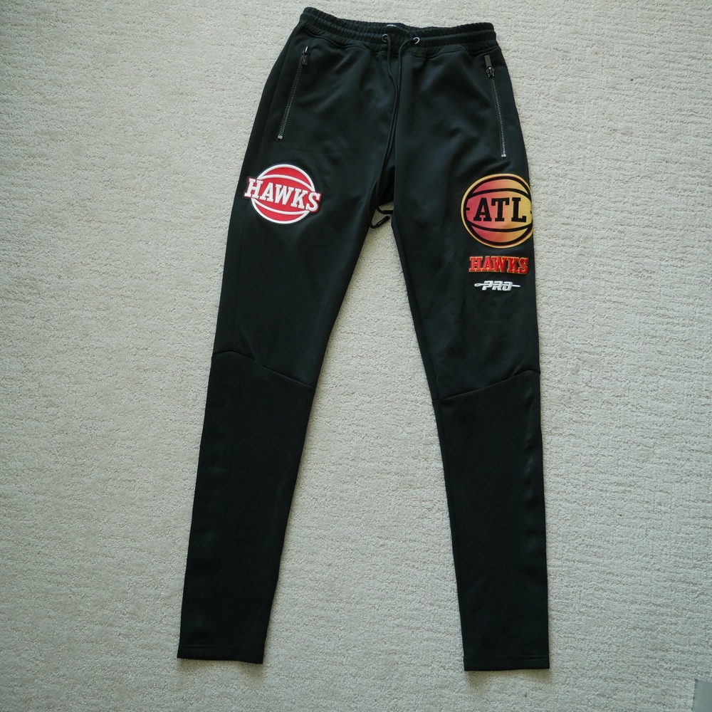Pro Standard Atlanta Hawks NBA Black Track Pants Mens Small Embroidered Patches